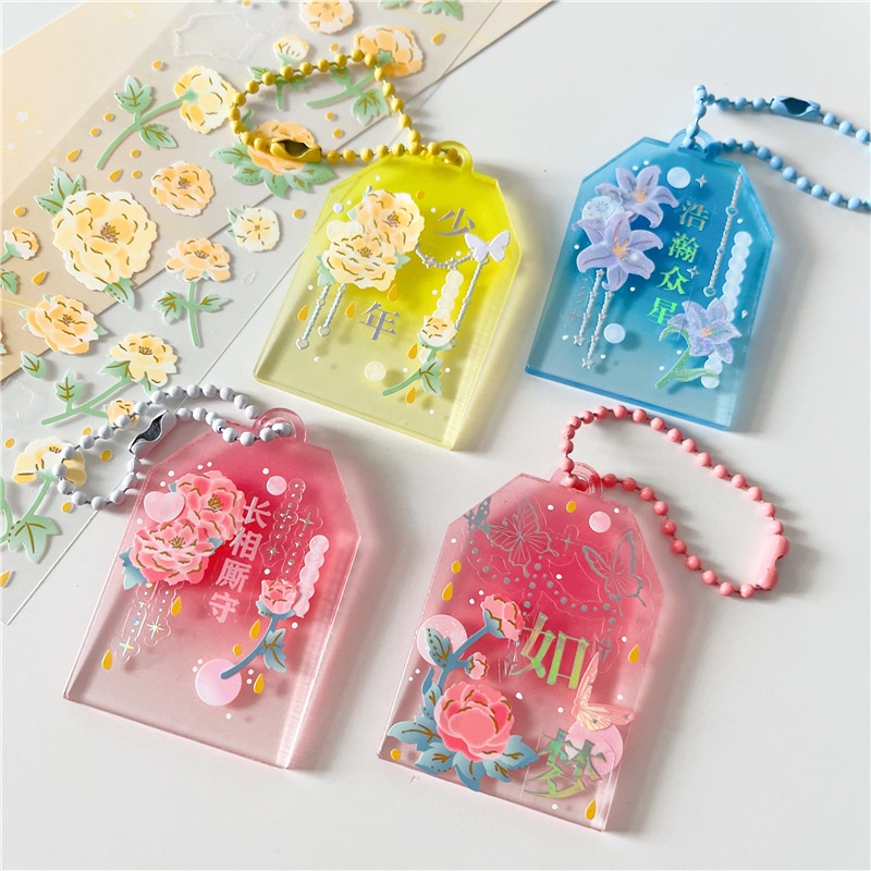 Móc Chìa Khóa Bằng Acrylic Trong Suốt Hình Quả Đào Màu Gradient Độc Đáo