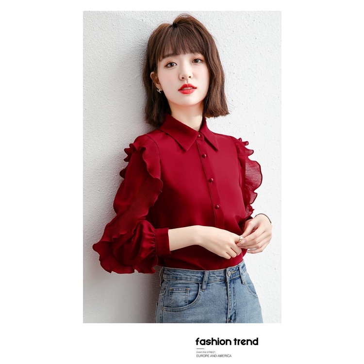 Áo Sơ Mi Voan Dài Tay Thời Trang Dành Cho Nữ