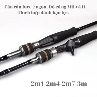 Cần câu lure 2 ngọn Hunting Black,Cần lure máy ngang và máy đứng,Độ cứng MH và H, Thích hợp đánh bạo lực