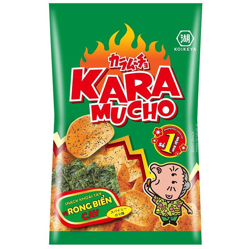 Snack Karamucho lát dày cay đặt biệt, thịt nướng Tokyo, rong biển cay 80Gam - Bim bim Nhật Bản