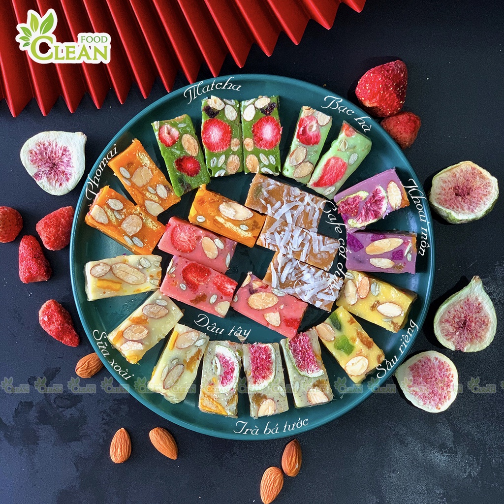 Kẹo sữa hạt Nougat Kẹo hạnh phúc 9 vị CleanFood
