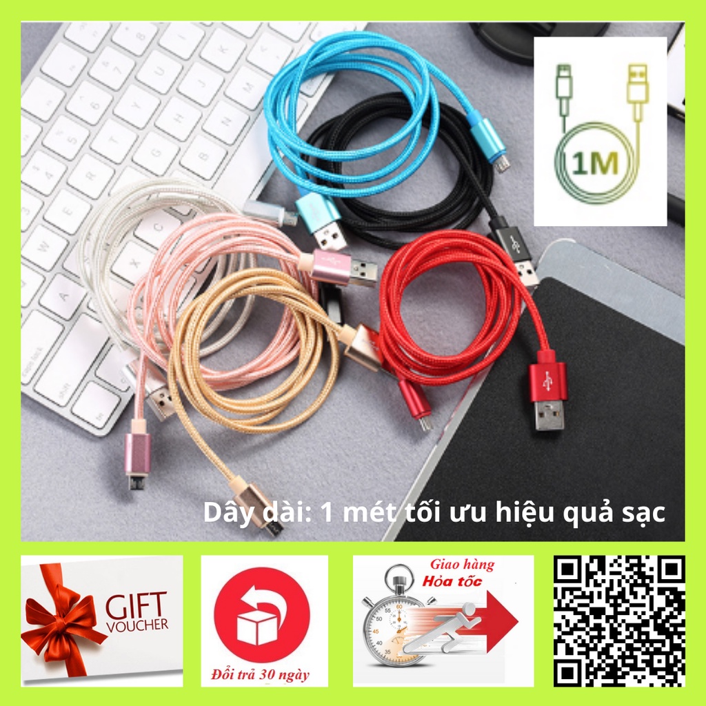 Cáp sạc và truyền dữ liệu cổng Type-c, độ dài từ 1m, dòng 3A, đầu nhôm vỏ nylon