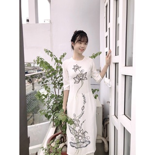 (VẢI ĐŨI-LỤA) Áo dài đi chùa, Áo dài