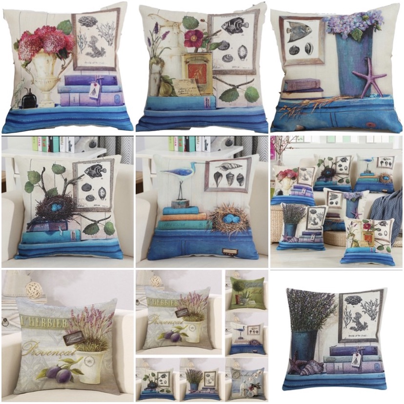 [ Chỉ Vỏ ] Vỏ Gối tựa lưng, gối sofa, gối trang trí HOA CỎ Sang Trọng vải bố dày dặn