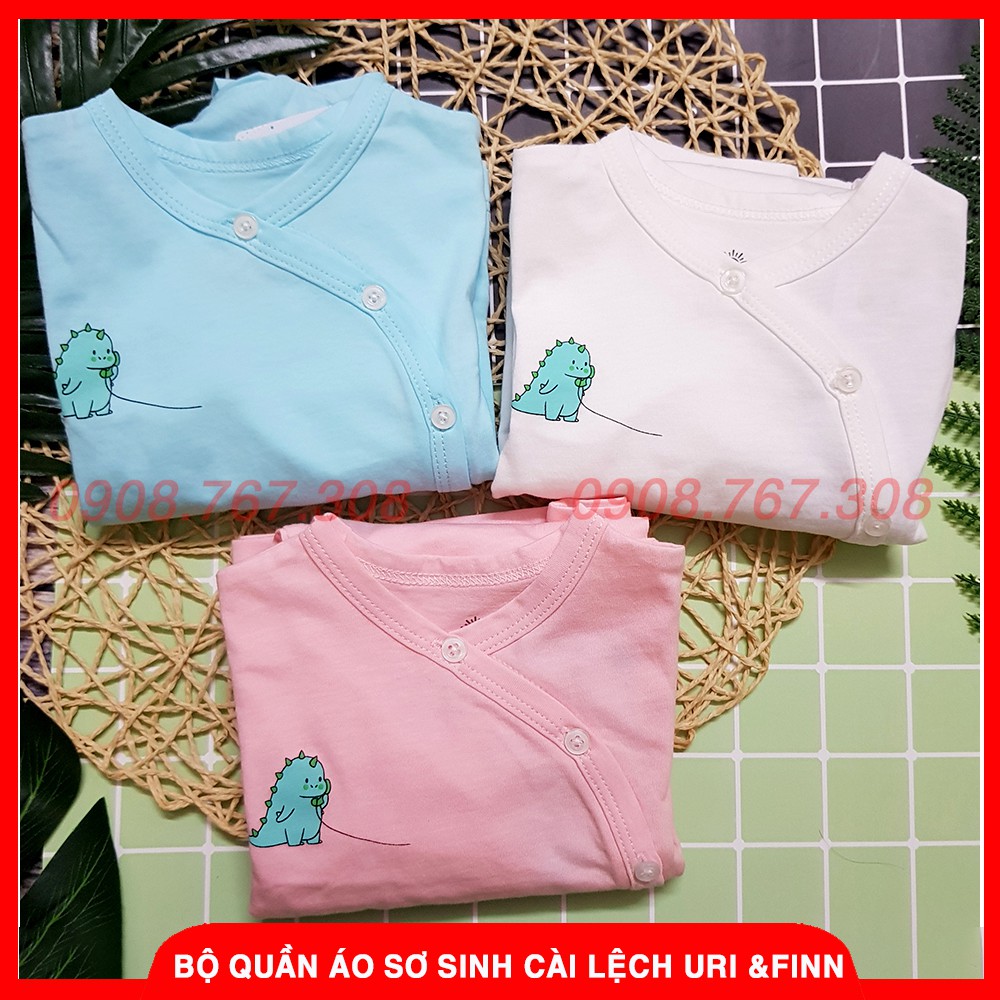 (URI CÀI LỆCH) Bộ Quần Áo Dài Tay Cho Bé Sơ Sinh Cài Lệch URI &amp;FINN Chất Cotton