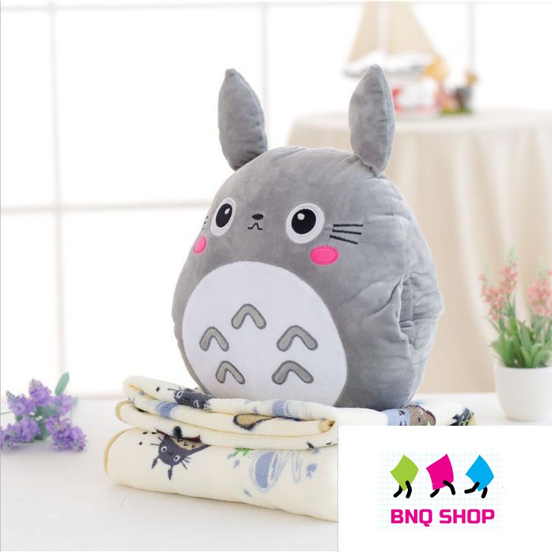 Gối mền TOTORO HOA 3 trong 1 siêu cute, mền nỉ nhung cực mịn