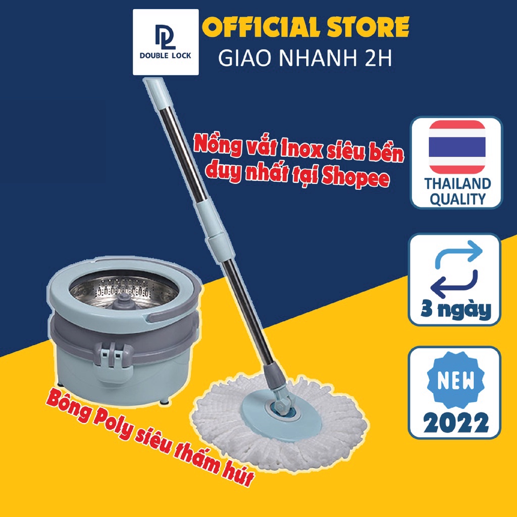 Cây lau nhà tự vắt thông minh 360 độ MINMOP M20 VIETLAND, Bộ lau sàn nhà lồng vắt inox 304 nhỏ gọn cao cấp