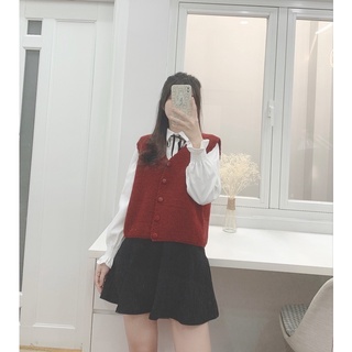 Áo len ghi lê trơn nút tròn