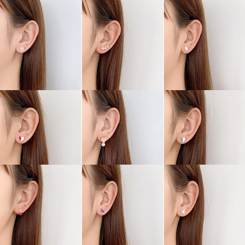 Set 7 đôi khuyên tai thiết kế đơn giản cá tính