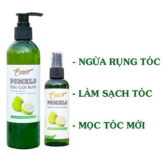 Bộ đôi dầu gội xịt tinh dầu bưởi kích mọc tóc pomelo EMER dưỡng tóc giảm rụng Mỹ Phẩm Sỉ Emer