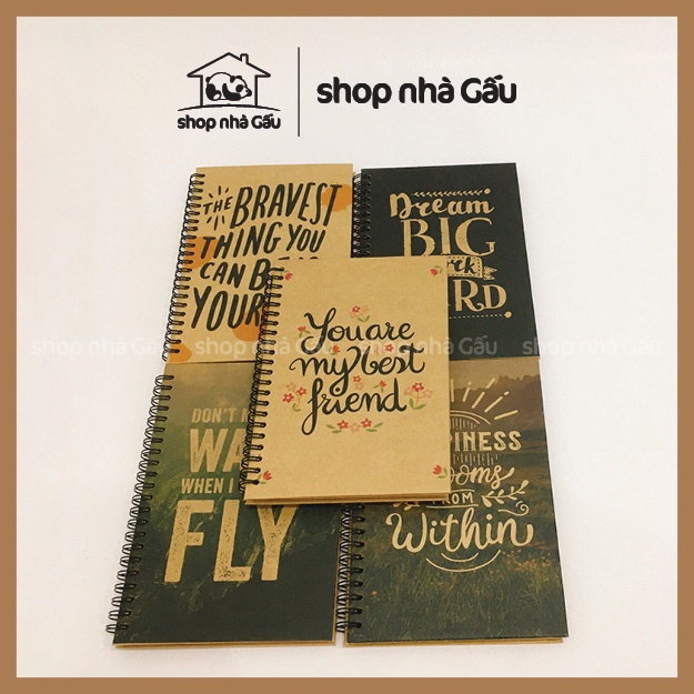 Sổ tay ghi chép handmade vintage nhiều mẫu - khổ A5 bìa cứng giấy kraft - Shop Nhà Gấu