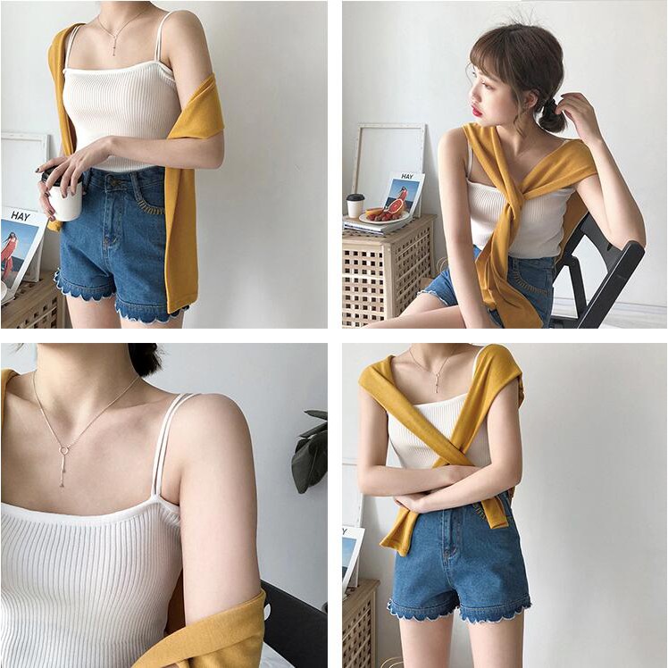 Áo hai dây dệt kim thời trang xinh xắn cho nữ