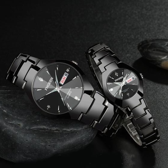 Đồng hồ nam nữ FNGEEN FC mặt tròn có lịch thứ lịch ngày, dây thép không gỉ