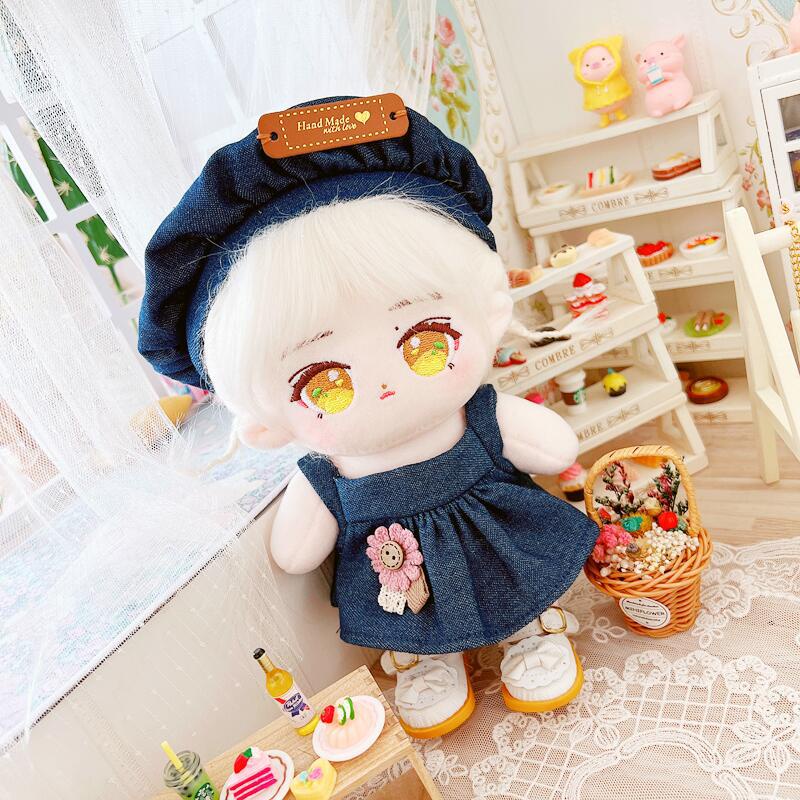 Set Đầm Denim + Nón Yibo Chen Linong Ikun TFBOYS Karry TNT Dễ Thương 20cm Làm Quà Tặng Cho Búp Bê