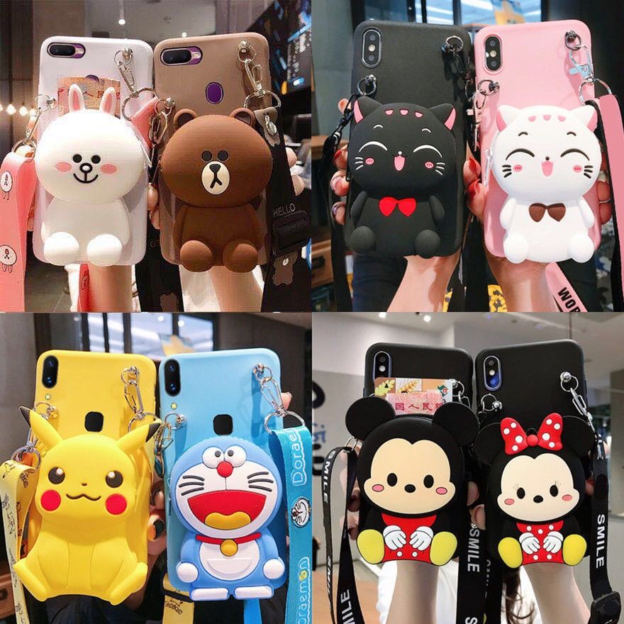 Ốp Điện Thoại Có Ví Hoạt Hình Cho ViVO Y11 Y20 Y12S Y20S Y11S Y12 Y3 Y15 Y17 Y30 Y50 Y33S Y21S Y21-20 Y76 Y76S-5G Y74S