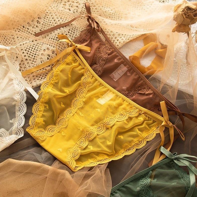 Quần Lót Nữ ❤️ Quần Lót Ren Sexy dây buộc nơ, phối họa tiết trái tim mã 3999 - LADY