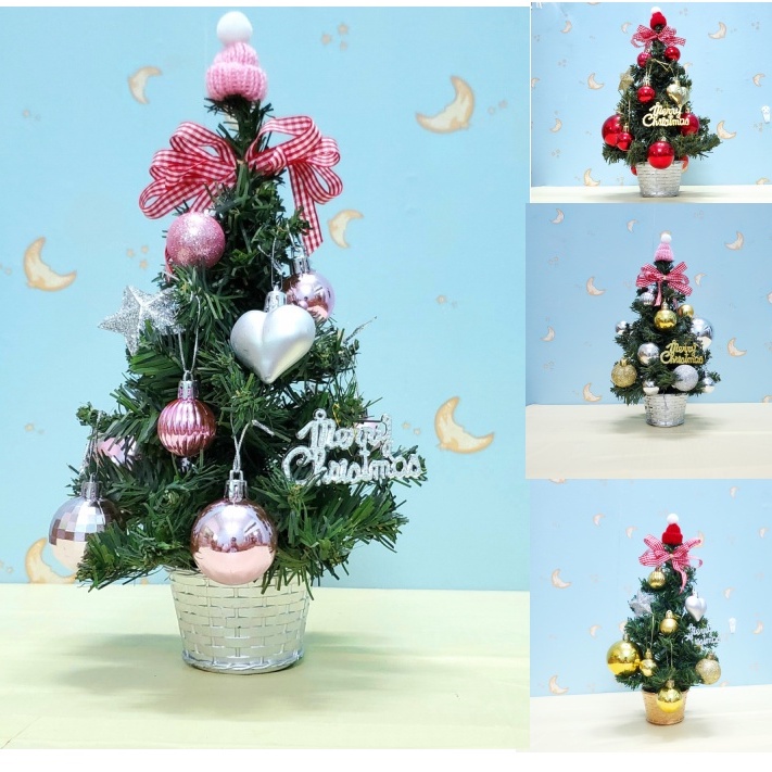 Cây thông nhí 30cm C85 đầy đủ phụ kiện trang trí noel giáng sinh