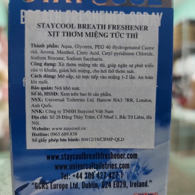 SỊT THƠM MIỆNG STAYCOOL CHÍNH HÃNG ANH QUỐC