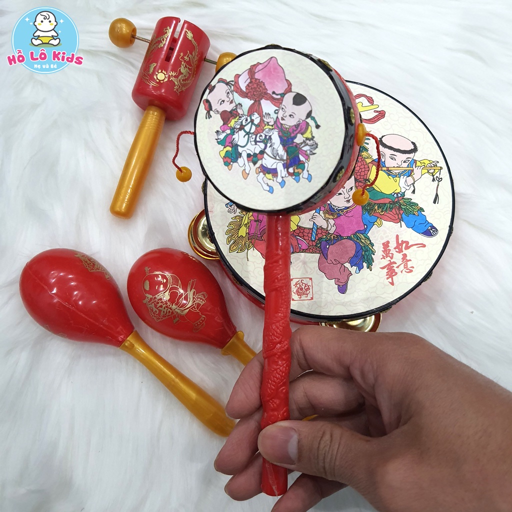 Xúc xắc cho bé bộ trống lắc lục lạc dân gian chơi trung thu cầm tay Hồ Lô Kids