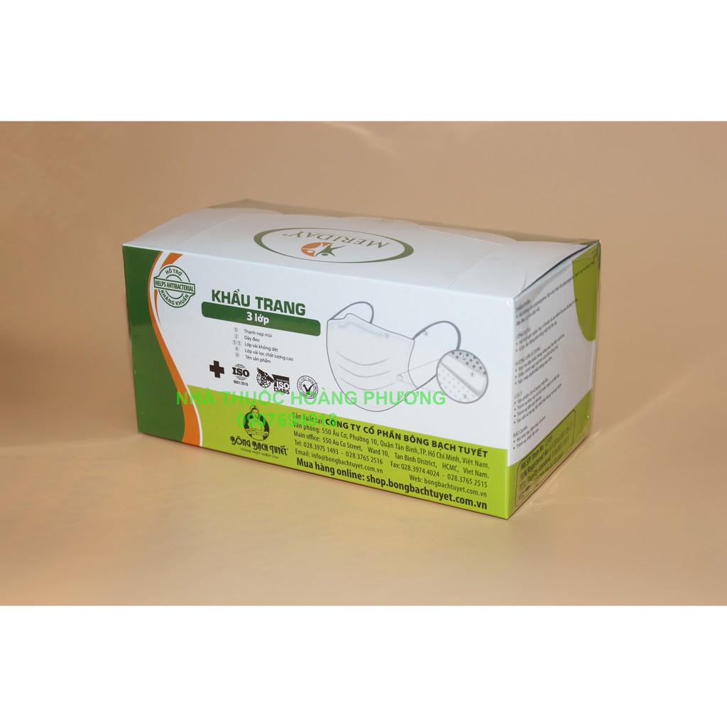 Hộp 50 Chiếc Khẩu Trang Y Tế Kháng Khuẩn MERIDAY - Chính Hãng Bông Bạch Tuyết | BigBuy360 - bigbuy360.vn