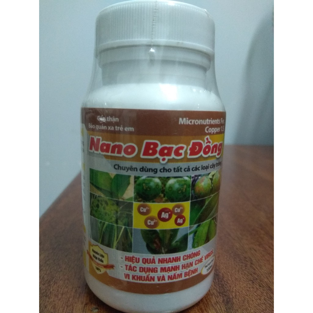 Nano bạc đồng hạn chế vi khuẩn và nấm bệnh -100ml Phân Bón Nano Bạc Đồng [Hoàng Kim]