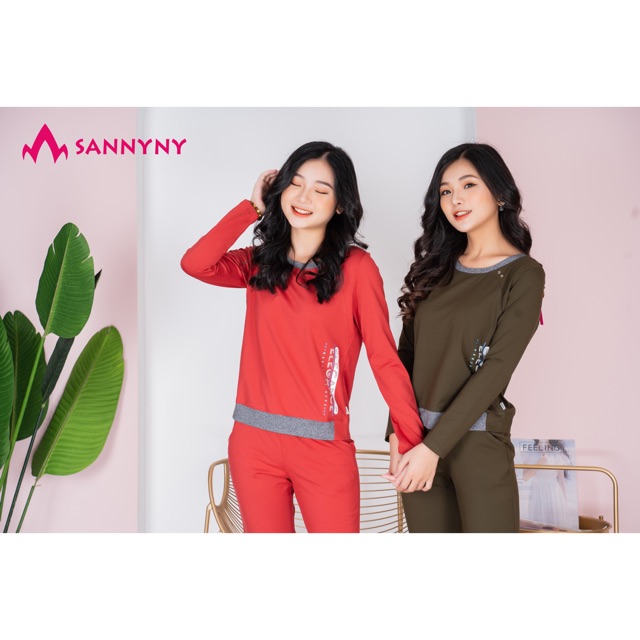 Bộ Mặc Nhà SANNYNY áo dài, quần dài- 100% Cotton Mỹ co giãn 4 chiều-|CODE 2238 [Mới Nhất 2019]