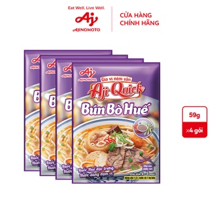 Lốc 4 gói gia vị nêm sẵn Bún Bò Huế Aji-Quick (59g x 4 gói)