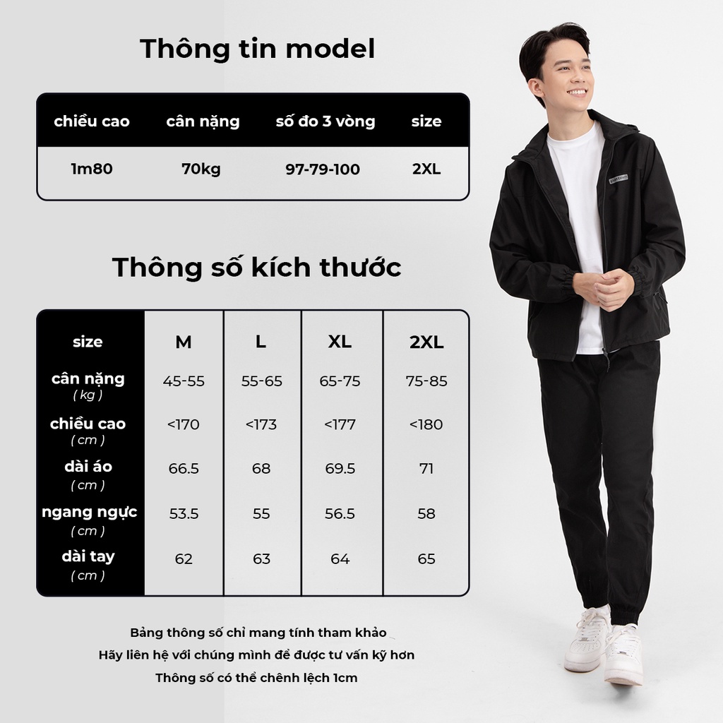 Áo khoác gió trơn PATTERN 4 màu chống thấm nước PK003