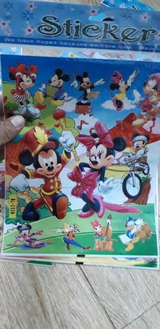 Set 10 tờ dán stiker phim hoạt hình kích thước 22x24cm có 10 mẫu khác nhau