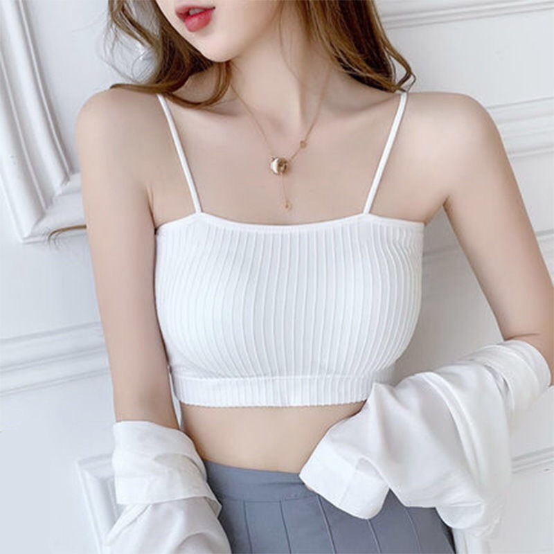 Áo quây ngực Croptop 2 dây dáng ôm Body có cúp ngực chất vải Cotton gân tăm co giãn siêu đẹp Gen