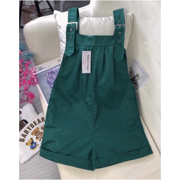 Quần sooc yếm kaki xanh lá hot trend phom rộng co giãn nhẹ freesize phom rộng chất kaki giá siêu rẻ