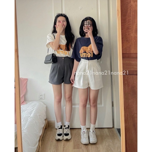 Quần short vải có lưng thun co giãn - hình thật