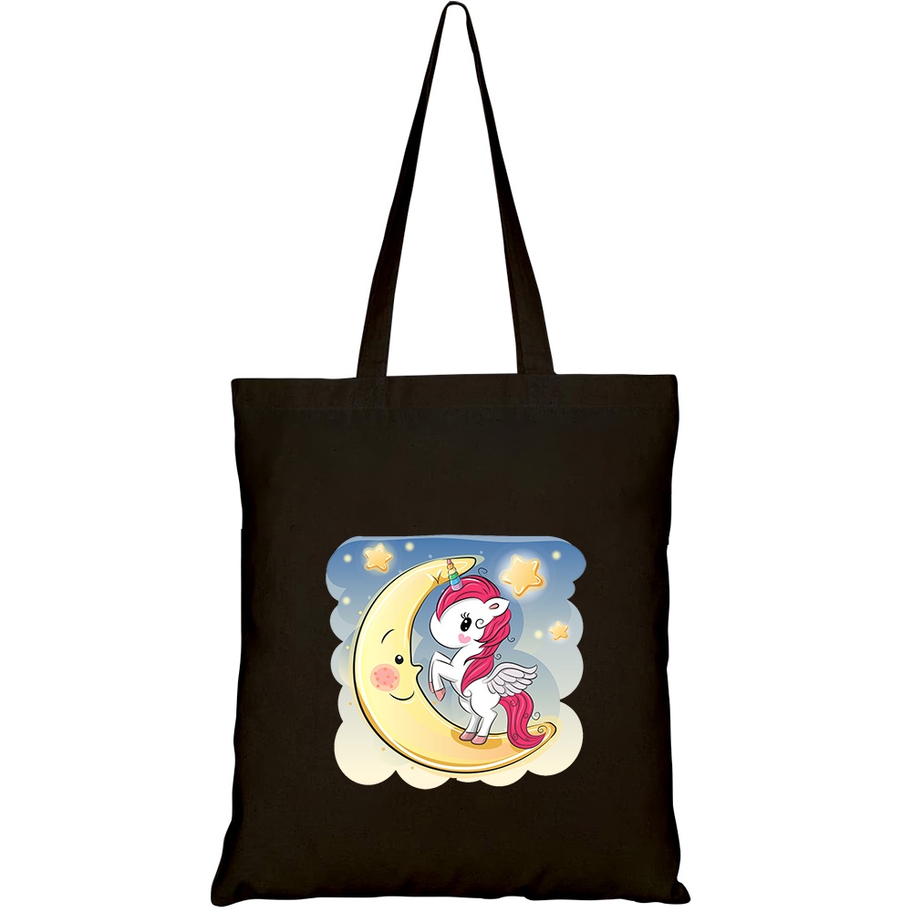 Túi vải tote canvas HTFashion in hình cute cartoon unicorn girl on HT542