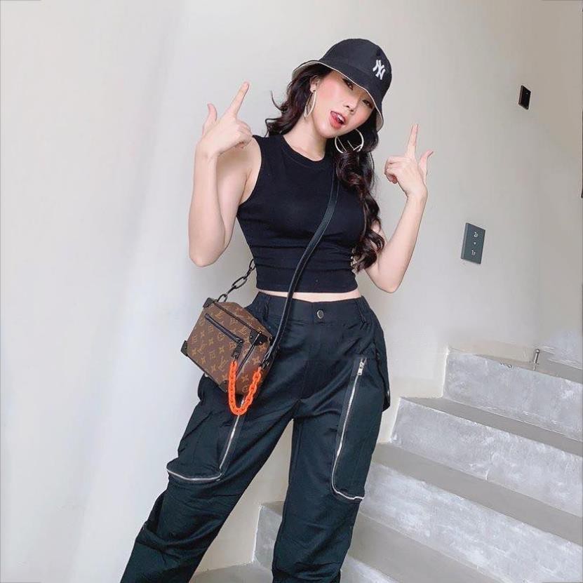 Set Đồ Nữ Áo Crop Top Khoét Nách Kết Hợp Quần Jogger Túi Hộp Chất Thun Trơn Cao Cấp SEPTEMBERGIRL1989 WM SET HQ03V1 . ⚡