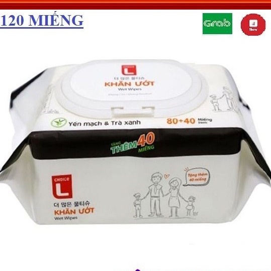 Khăn Giấy Ướt 120 Tờ Hương Yến Mạch Trà Xanh CHOICE L Lotte
