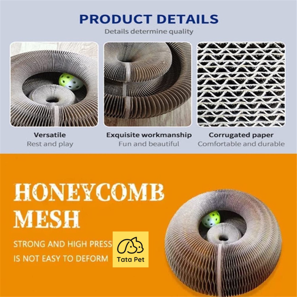 Đồ chơi bàn cào cào móng ma thuật xoay tròn cho mèo, Tặng kèm bóng