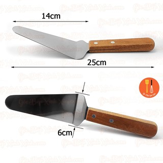 Xẻng Xúc Bánh Tam Giác Inox Cán Gỗ - Dùng Xúc Pizza/ Bánh