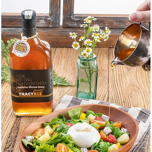 Hộp quà gỗ đơn mật ong hoa chôm chôm 600ml