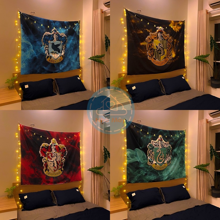 ⚡️Kèm Đèn &amp; MócNhà Harry Potter với Ravenclaw, Slytherin, Hufflepuff, GryffindorTranh vải NHÀ MÂYHàng đẹp thật sẵn