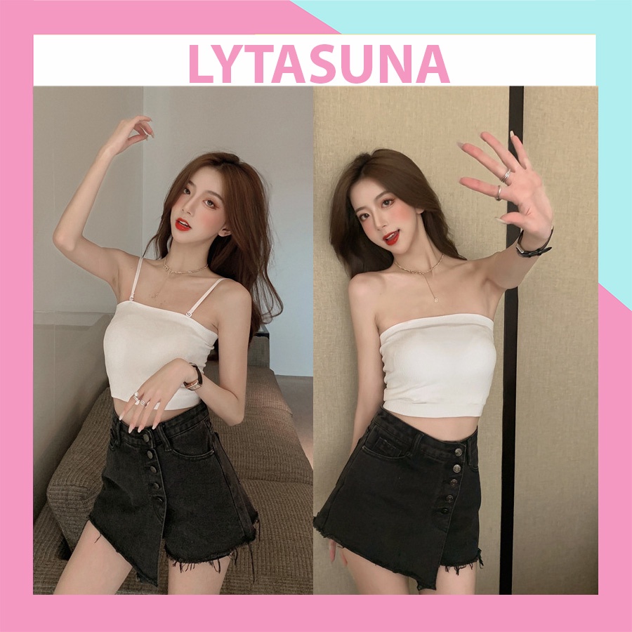 [Mã FAMARAL2 giảm 10K đơn 50K] Áo 2 Dây Quây Nữ 2in1 Gân Tăm Nâng Ngực Tôn Dáng Siêu Cấp 2D11