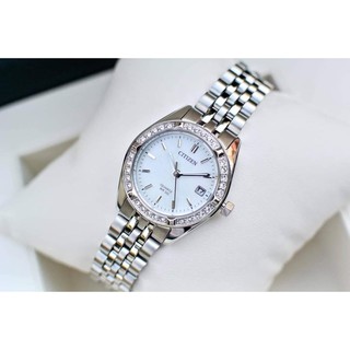 Đồng hồ nữ citizen eu6060-55d silver | chính hãng | đính đá | thép không gỉ | mặt trắng