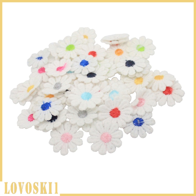 [LOVOSKI1]50Pcs SMALL DAISY FLOWER Embroidered Sew On Patches for Bags Clothes Decor