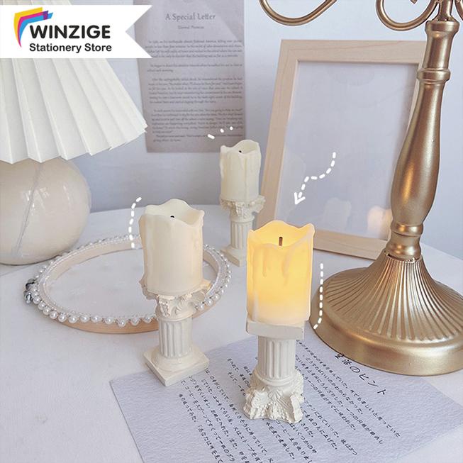 INS Candle Night Light Warm Moon Light Table Lamp Retro Bedside Light Desktop Decoration Photo Props Gift Home Decor