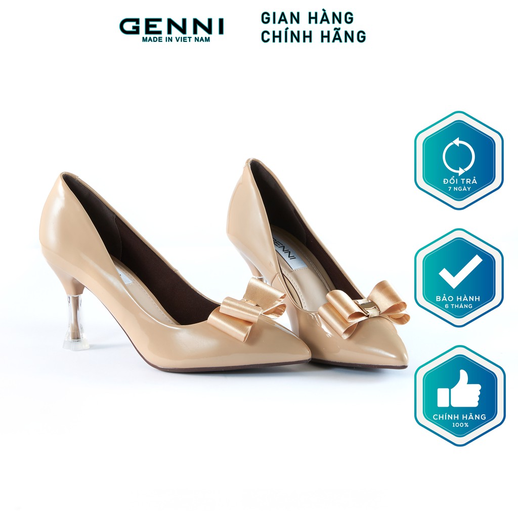 Giày cao gót nơ bồng gót xoắn GE556 - Genni