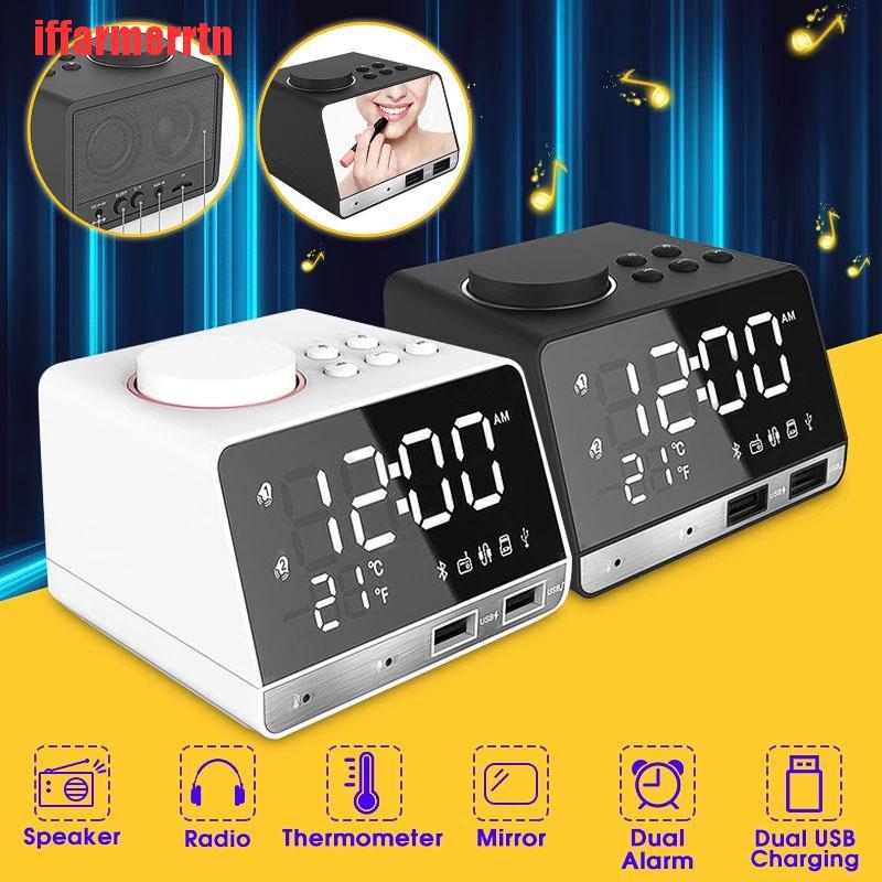 {iffarmerrtn}LED Display Dual Alarm Clock FM Radio Wireless Bluetooth Speaker USB Port NZM