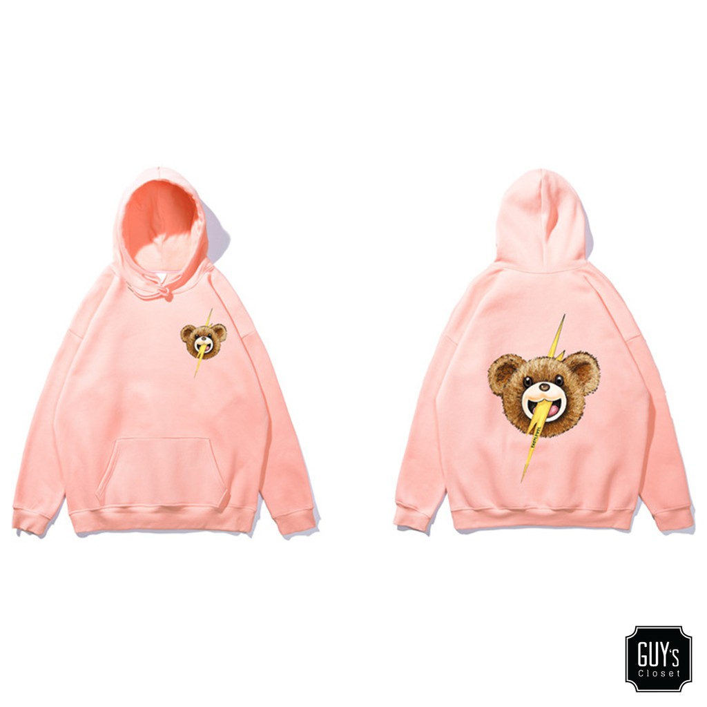 Áo nỉ có mũ unisex BEAR GUY's CLOSET, Thiết kế rộng rãi, Chất nỉ bông, In hình trẻ trung