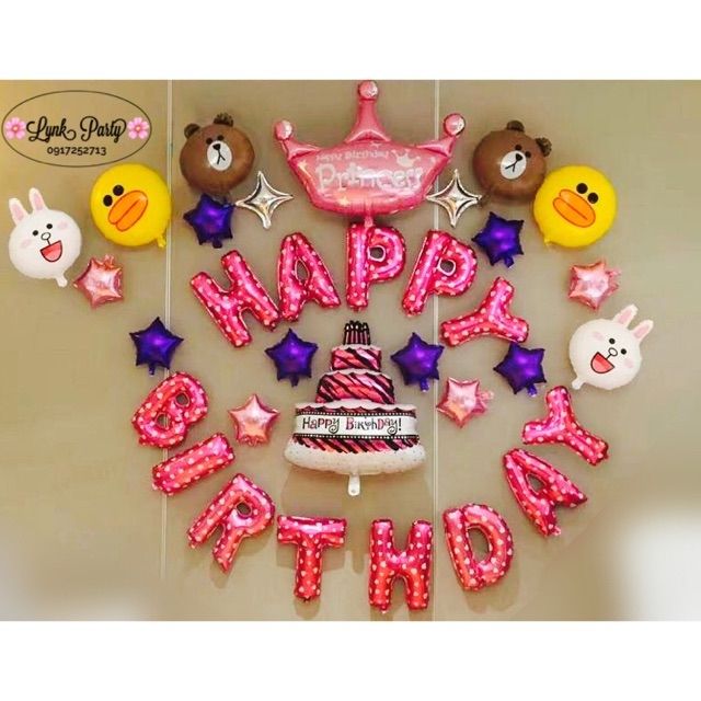 Set bóng sinh nhật gia đình line (đủ món như hình)