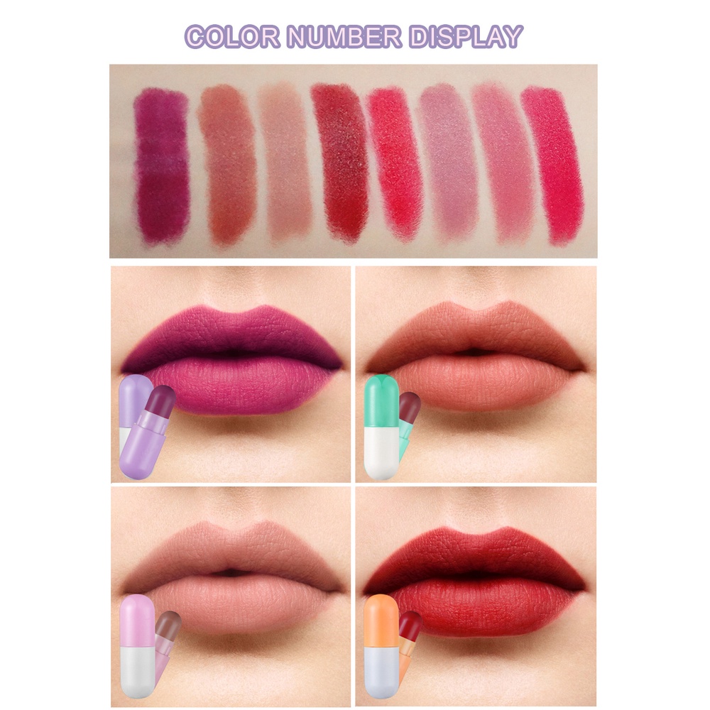 Set 8 Thỏi Son Lì Mini Viên Nén HANDAIYAN 8 Màu Sắc Quyến Rũ, Độc Đáo, Sang Trọng F8