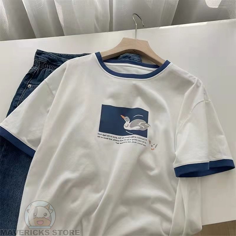 Áo Thun Nữ Tay Ngắn Dáng Rộng Phong Cách Hàn Quốc Xinh Xắn