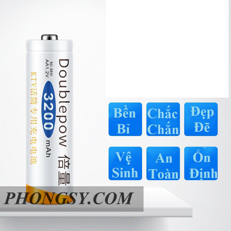 Bộ Sạc Pin tiểu AA, AAA K98 Doublepow tự ngắt khi đầy tốc độ cao màn hình LCD tặng kèm pin sạc AA 3200mAh